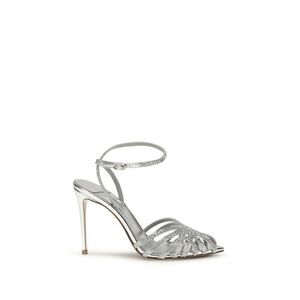 LE SILLA Silver Calf Leather Bos Taurus Stiletto Heel Women's Sandals